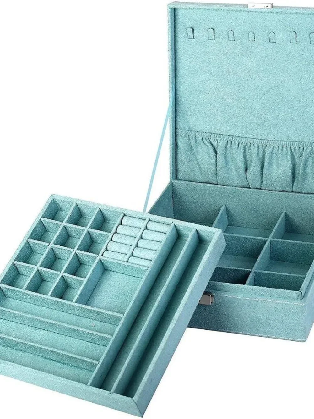 Elegant Two-Layer Jewelry Box Organizer with Lock